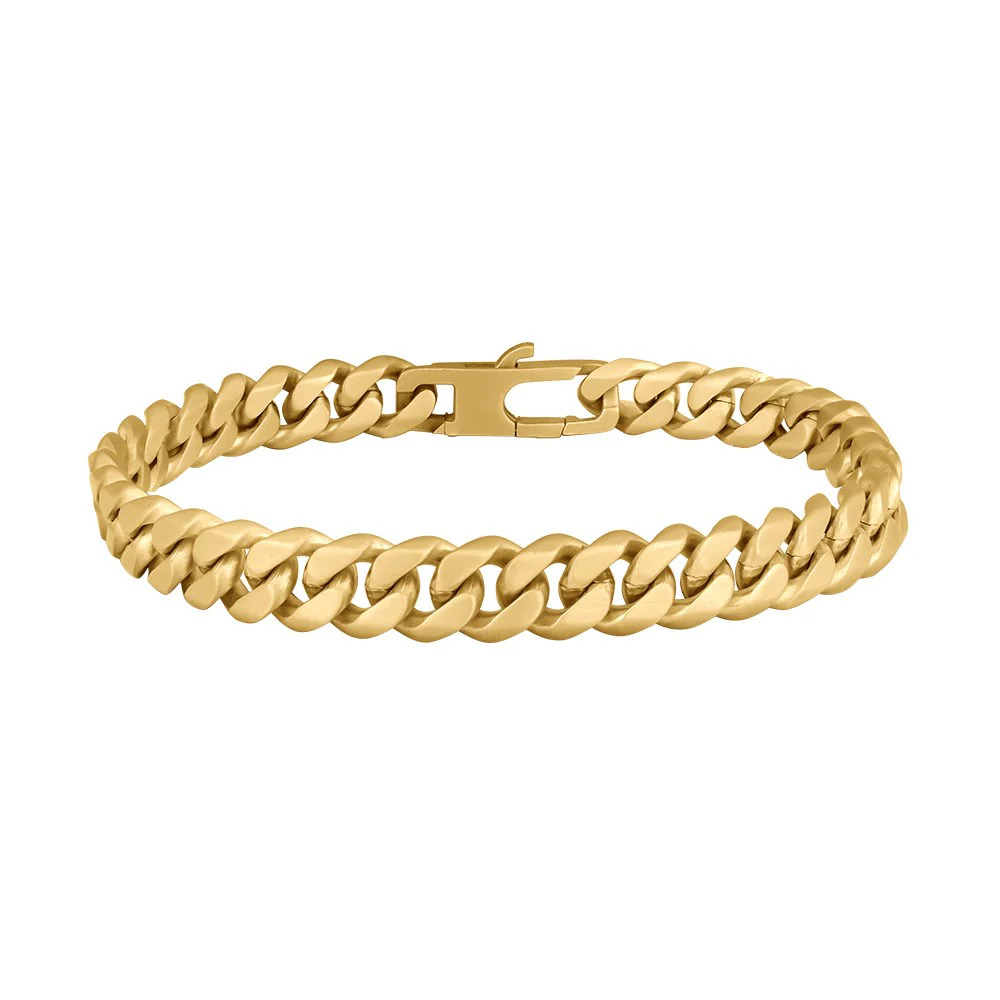 Panzerketten Edelstahlarmband goldfarben, matt, 23 cm