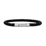 Geflochtenes Kalbslederarmband rund, schwarz, 21 cm - Hauptbild