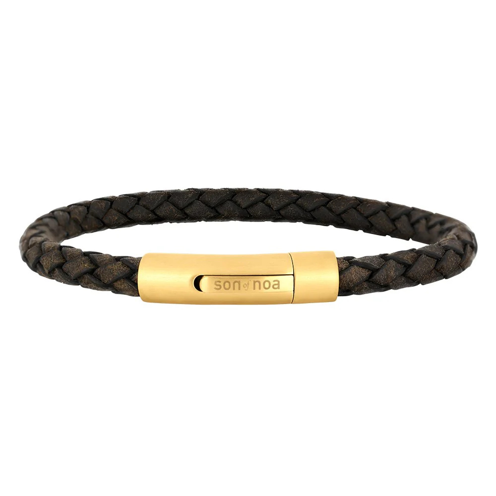 Dunkelbraunes Lederarmband 23 cm